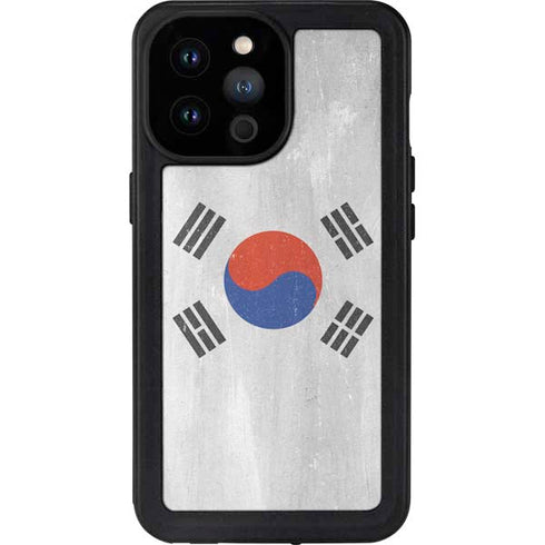 South Korean Flag Distressed iPhone 14 Pro Max Waterproof Case